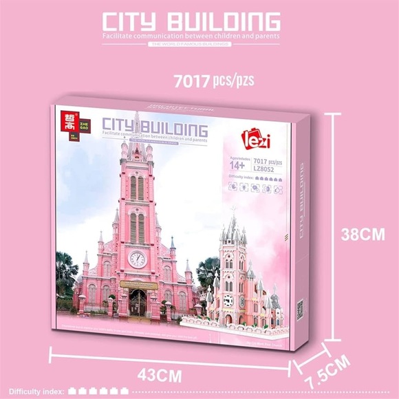 Pink Church Building Block Set Cathedral Replica Mini Nano Bricks Architecture - Picture 4 of 12